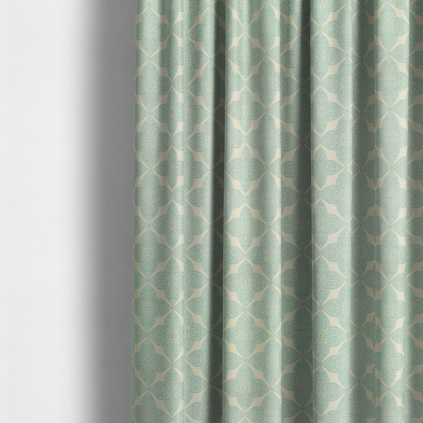 Zenith Collection In Smooth Chenille Finish Teal Green Colour Medallion Pattern Upholstery Fabric CTR-225 - Made To Measure Curtains