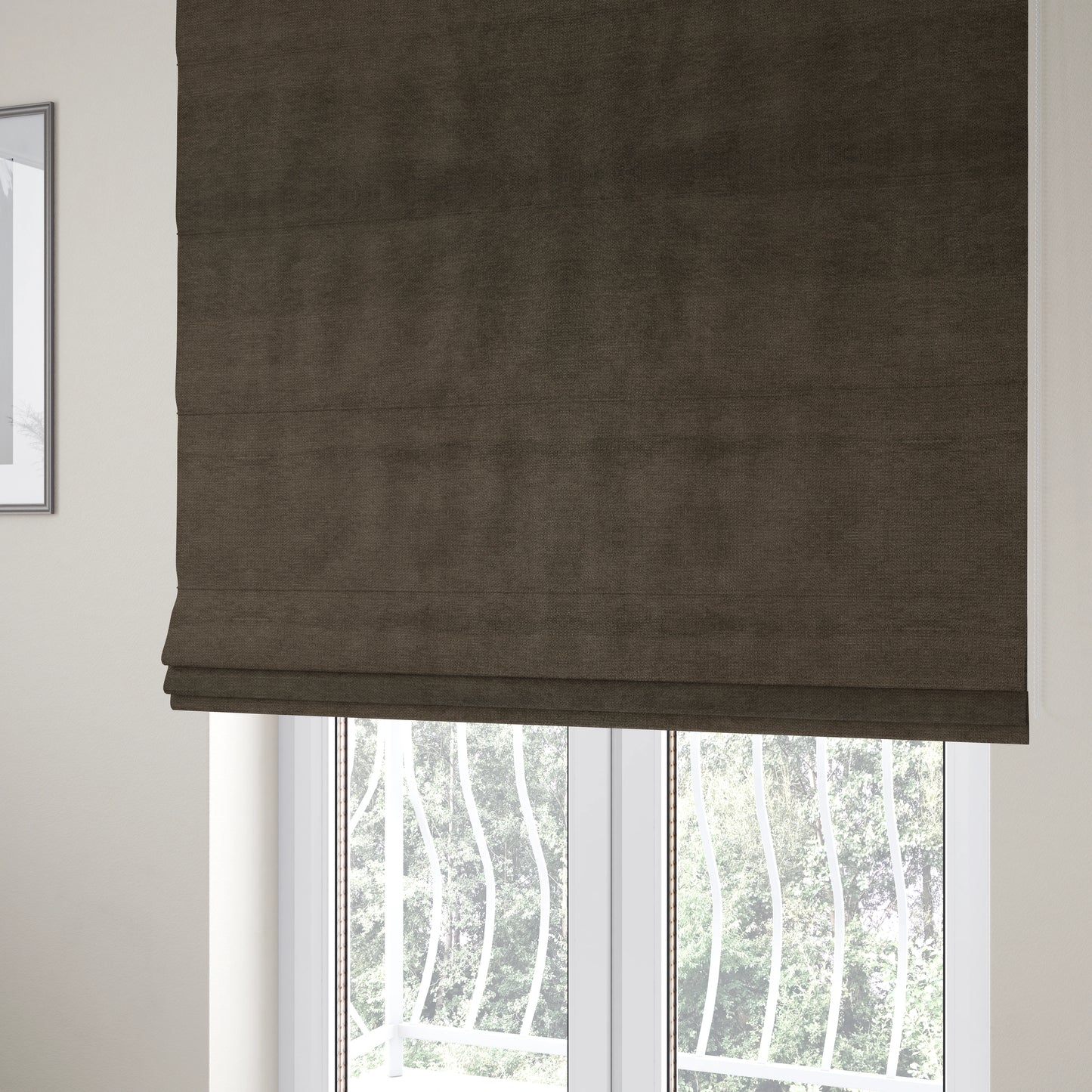 Tessuto Soft Chenille Plain Water Repellent Light Brown Upholstery Fabric CTR-2251 - Roman Blinds