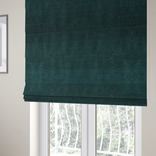 Westminster Velvet Leaf Inspired Teal Upholstery Fabric CTR-2278 - Roman Blinds