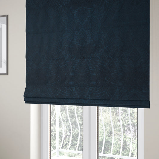 Westminster Velvet Leaf Inspired Navy Blue Upholstery Fabric CTR-2279 - Roman Blinds