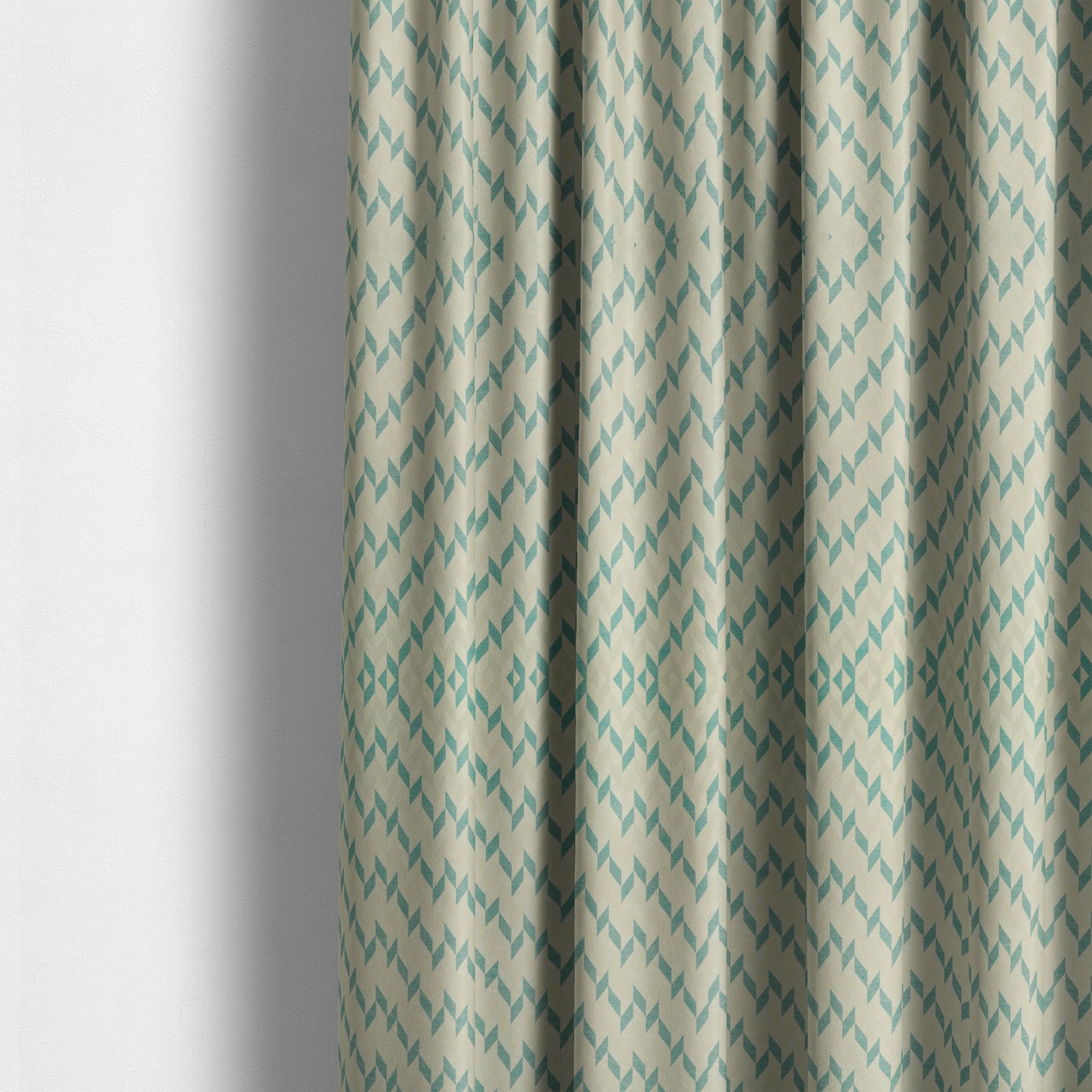 Zenith Collection In Smooth Chenille Finish Teal Green Colour Geometric Pattern Upholstery Fabric CTR-228 - Made To Measure Curtains