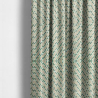 Zenith Collection In Smooth Chenille Finish Teal Green Colour Geometric Pattern Upholstery Fabric CTR-228 - Made To Measure Curtains