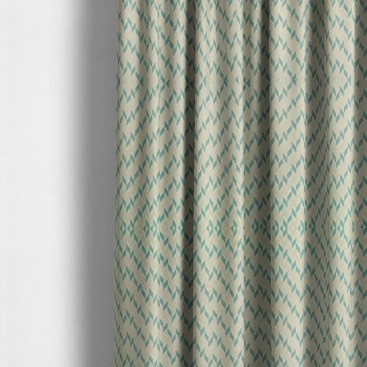 Zenith Collection In Smooth Chenille Finish Teal Green Colour Geometric Pattern Upholstery Fabric CTR-228 - Made To Measure Curtains