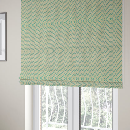 Zenith Collection In Smooth Chenille Finish Teal Green Colour Geometric Pattern Upholstery Fabric CTR-228 - Roman Blinds