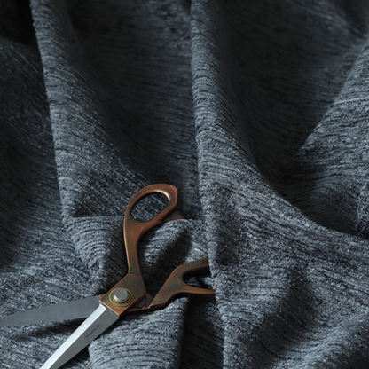 Arya Soft Textured Chenille In Charcoal Grey Upholstery Fabric CTR-2280