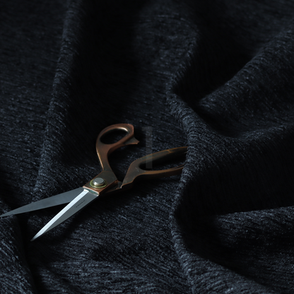 Arya Soft Textured Chenille In Black Upholstery Fabric CTR-2284