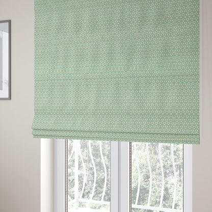 Zenith Collection In Smooth Chenille Finish Teal Green Colour 3D Cube Geometric Pattern Upholstery Fabric CTR-229 - Roman Blinds