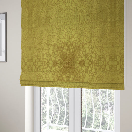 Hammersmith Velvet Pattern Yellow Upholstery Fabric CTR-2295 - Roman Blinds