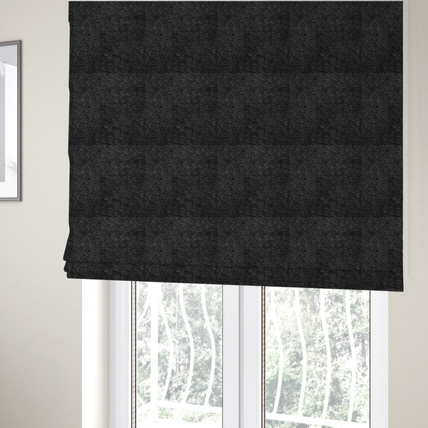 Ecuador Soft Bear Boucle Textured In Black Upholstery Fabric CTR-2296 - Roman Blinds