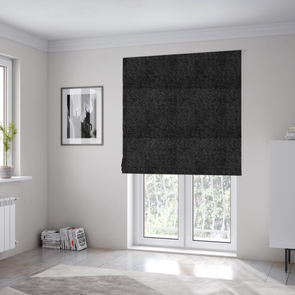 Ecuador Soft Bear Boucle Textured In Black Upholstery Fabric CTR-2296 - Roman Blinds