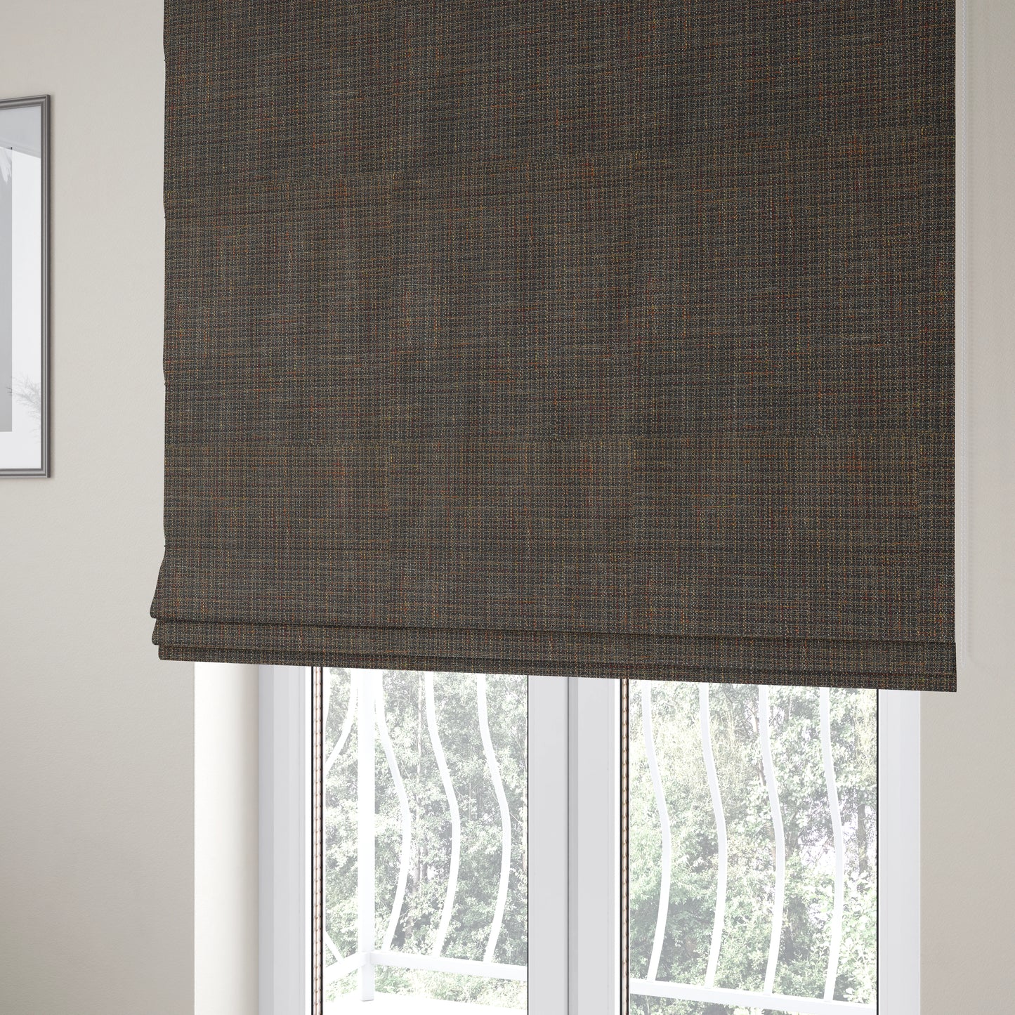 Byron Thick Durable Weave Brown Black Colour Furnishing Fabrics CTR-23 - Roman Blinds