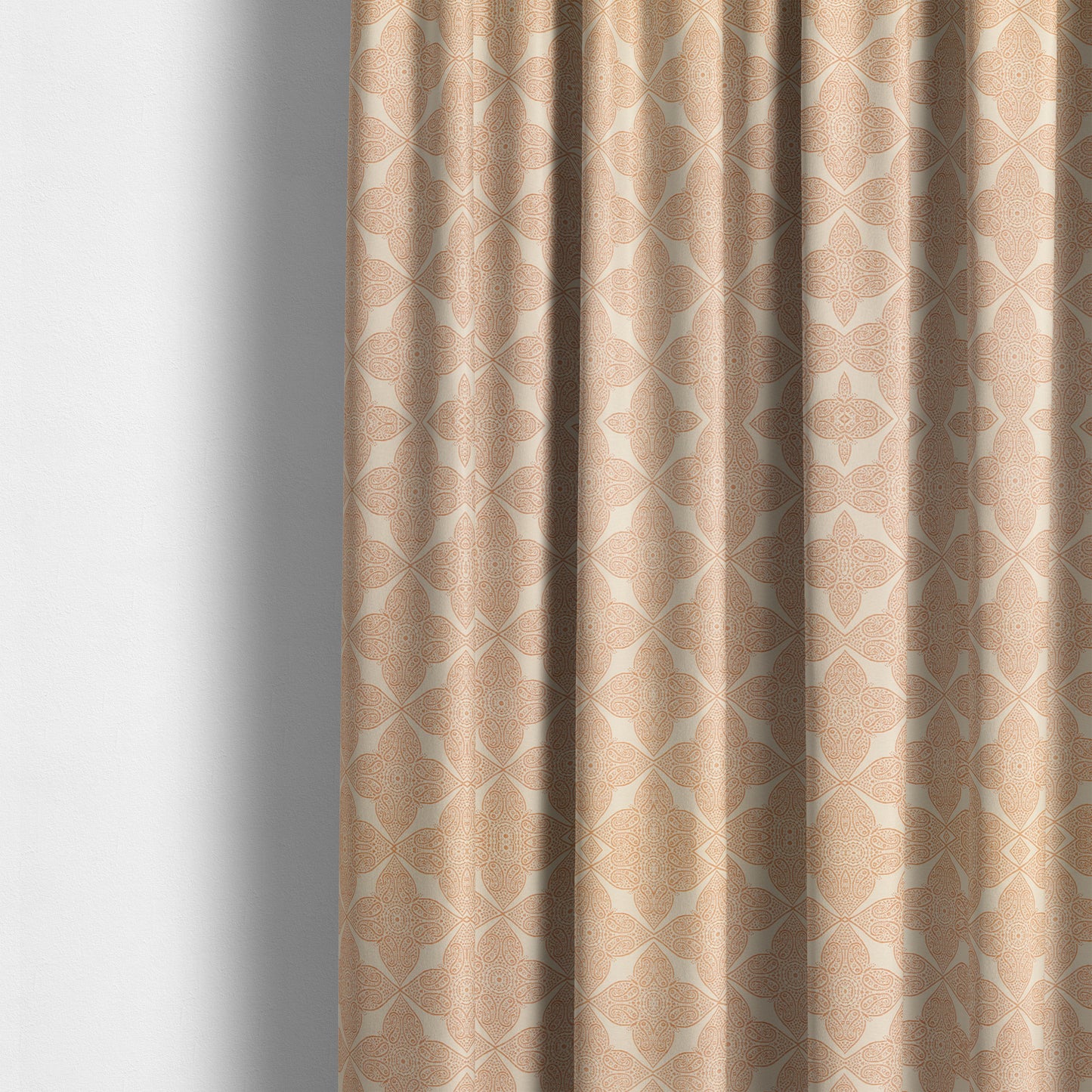 Zenith Collection In Smooth Chenille Finish Orange Colour Medallion Pattern Upholstery Fabric CTR-230 - Made To Measure Curtains