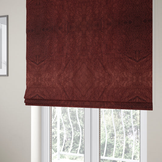 Hammersmith Velvet Pattern Burgundy Red Upholstery Fabric CTR-2301 - Roman Blinds