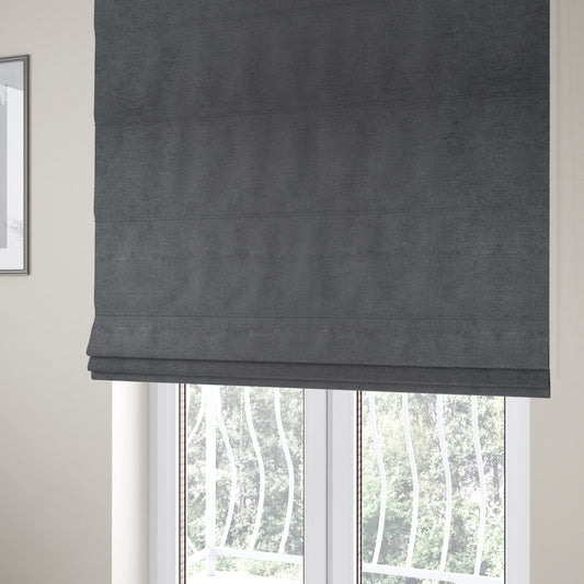 Tessuto Soft Chenille Plain Water Repellent Charcoal Grey Upholstery Fabric CTR-2305 - Roman Blinds