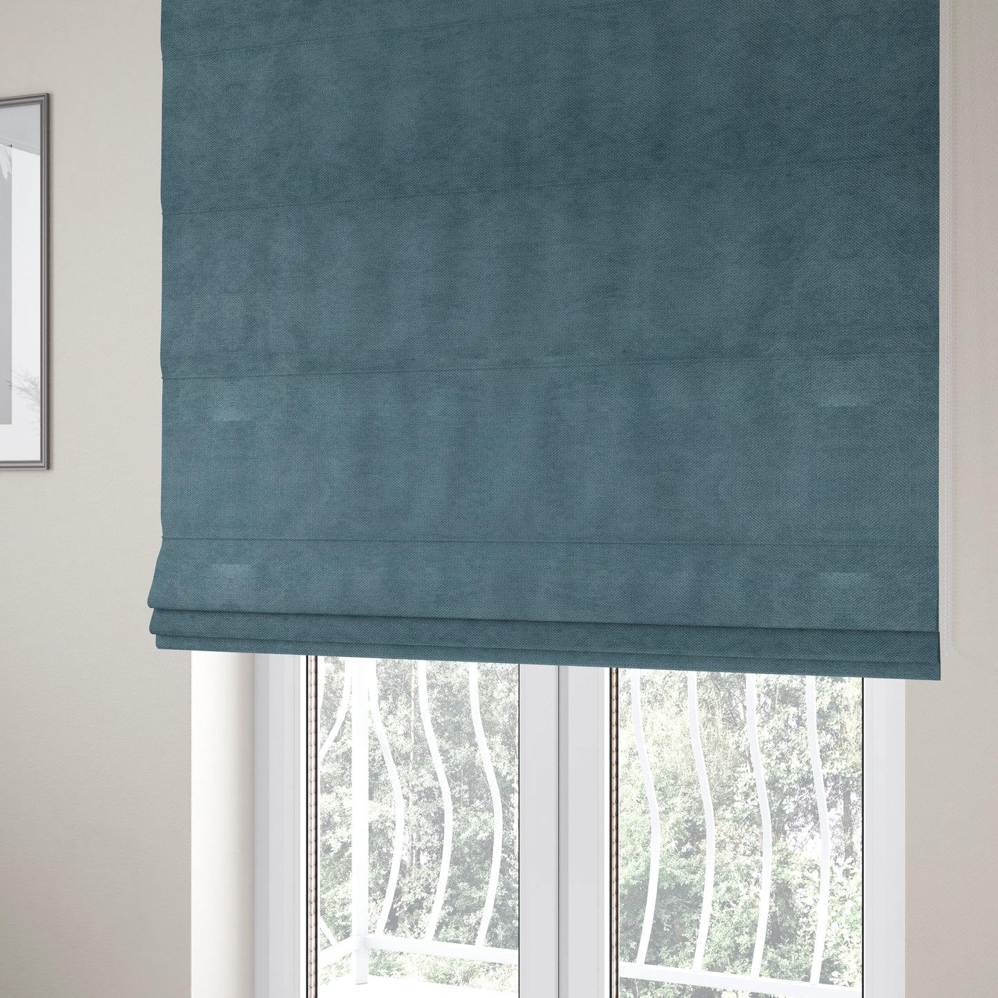 Tessuto Soft Chenille Plain Water Repellent Blue Upholstery Fabric CTR-2307 - Roman Blinds