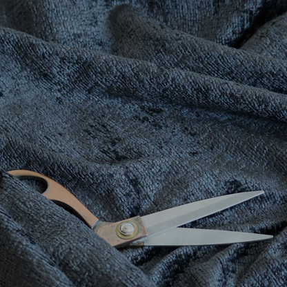 Delhi Soft Chenille Plain Textured In Black Upholstery Fabric CTR-2308