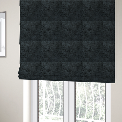 Delhi Soft Chenille Plain Textured In Black Upholstery Fabric CTR-2308 - Roman Blinds