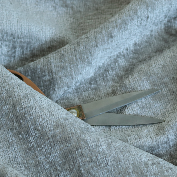 Delhi Soft Chenille Plain Textured In Silver Grey Upholstery Fabric CTR-2310