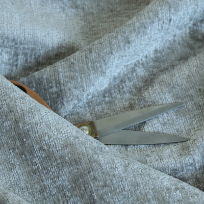Delhi Soft Chenille Plain Textured In Silver Grey Upholstery Fabric CTR-2310