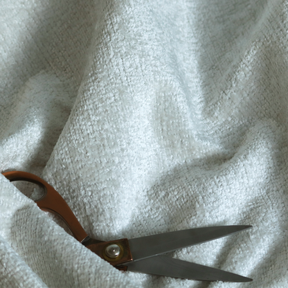 Delhi Soft Chenille Plain Textured In White Upholstery Fabric CTR-2312