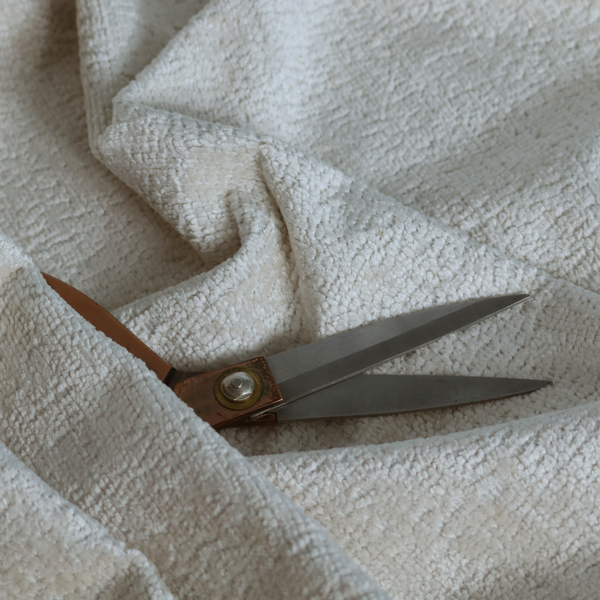 Delhi Soft Chenille Plain Textured In Cream Upholstery Fabric CTR-2313