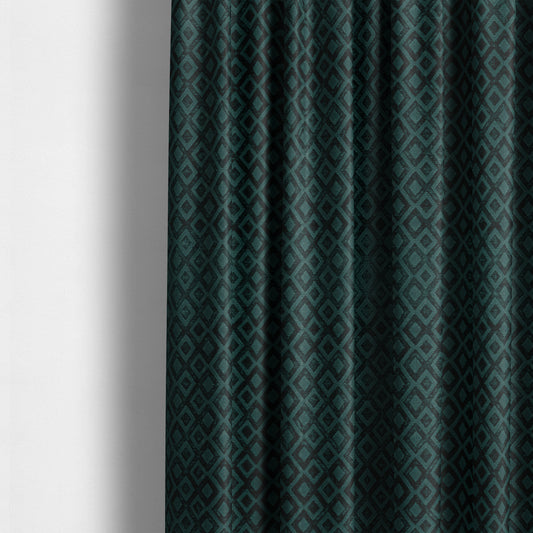 Camden Velvet Geometric Inspired Teal Upholstery Fabric CTR-2314 - Made To Measure Curtains