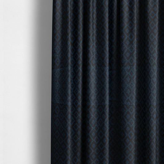 Camden Velvet Geometric Inspired Navy Upholstery Fabric CTR-2315 - Made To Measure Curtains