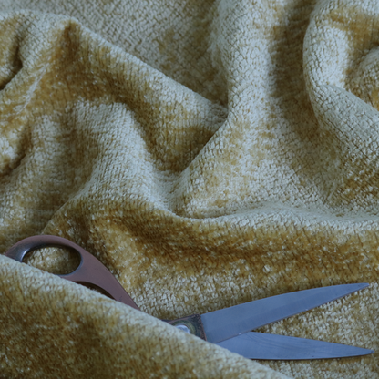 Delhi Soft Chenille Plain Textured In Yellow Upholstery Fabric CTR-2317