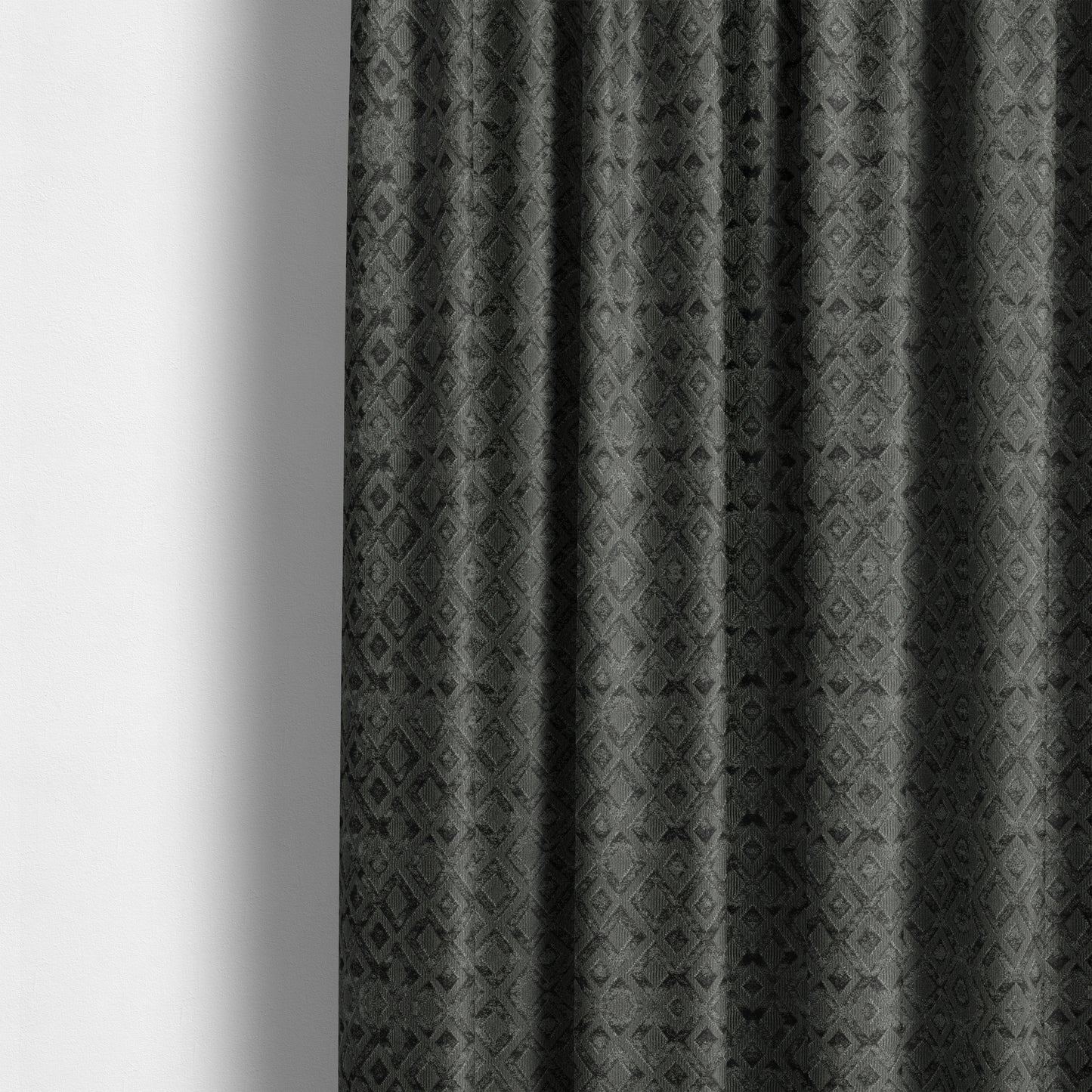 Camden Velvet Geometric Inspired Grey Upholstery Fabric CTR-2317 - Made To Measure Curtains