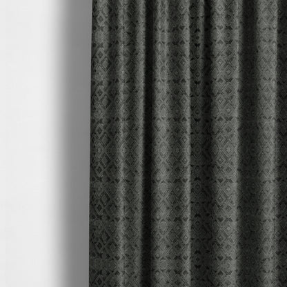 Camden Velvet Geometric Inspired Grey Upholstery Fabric CTR-2317 - Made To Measure Curtains