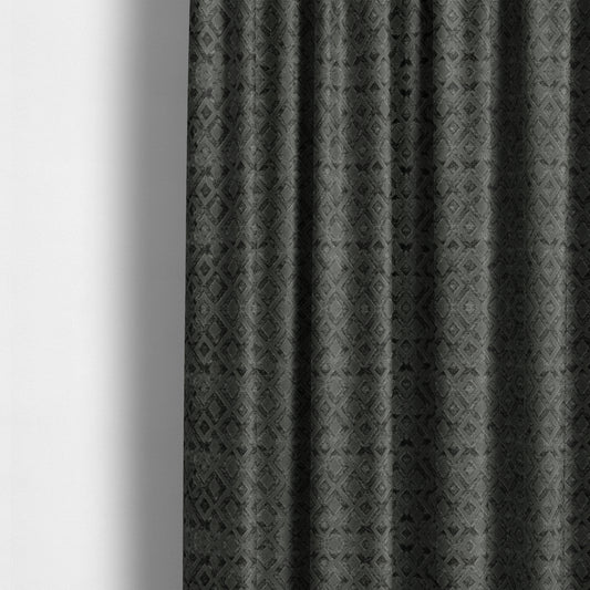 Camden Velvet Geometric Inspired Grey Upholstery Fabric CTR-2317 - Made To Measure Curtains