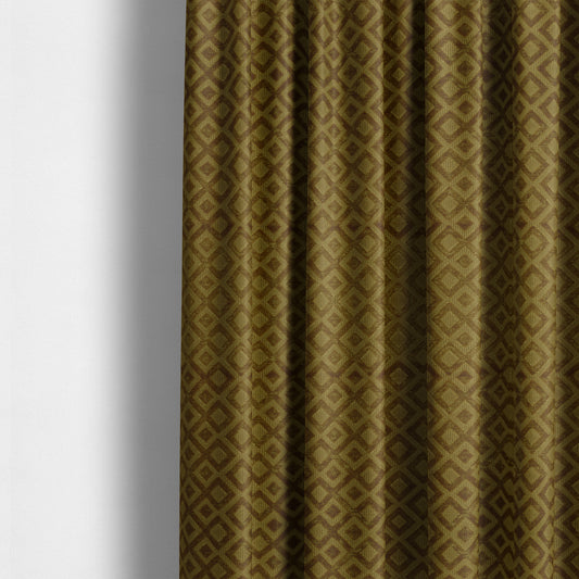 Camden Velvet Geometric Inspired Yellow Upholstery Fabric CTR-2319 - Made To Measure Curtains