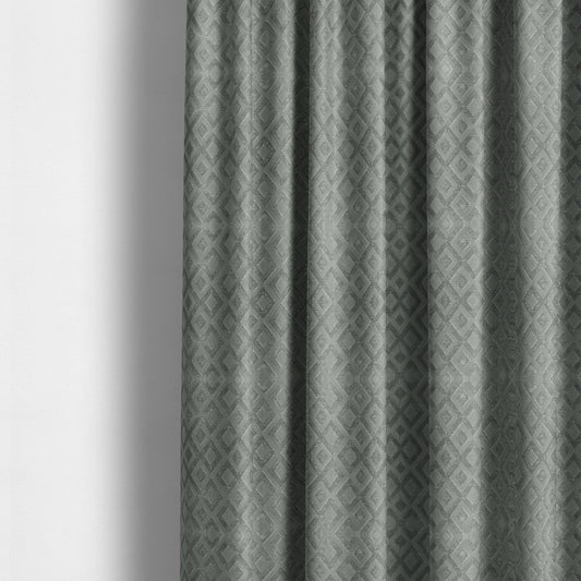 Camden Velvet Geometric Inspired Silver Upholstery Fabric CTR-2320 - Made To Measure Curtains