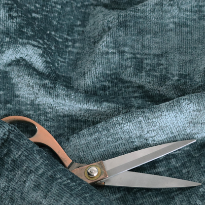 Delhi Soft Chenille Plain Textured In Teal Upholstery Fabric CTR-2322