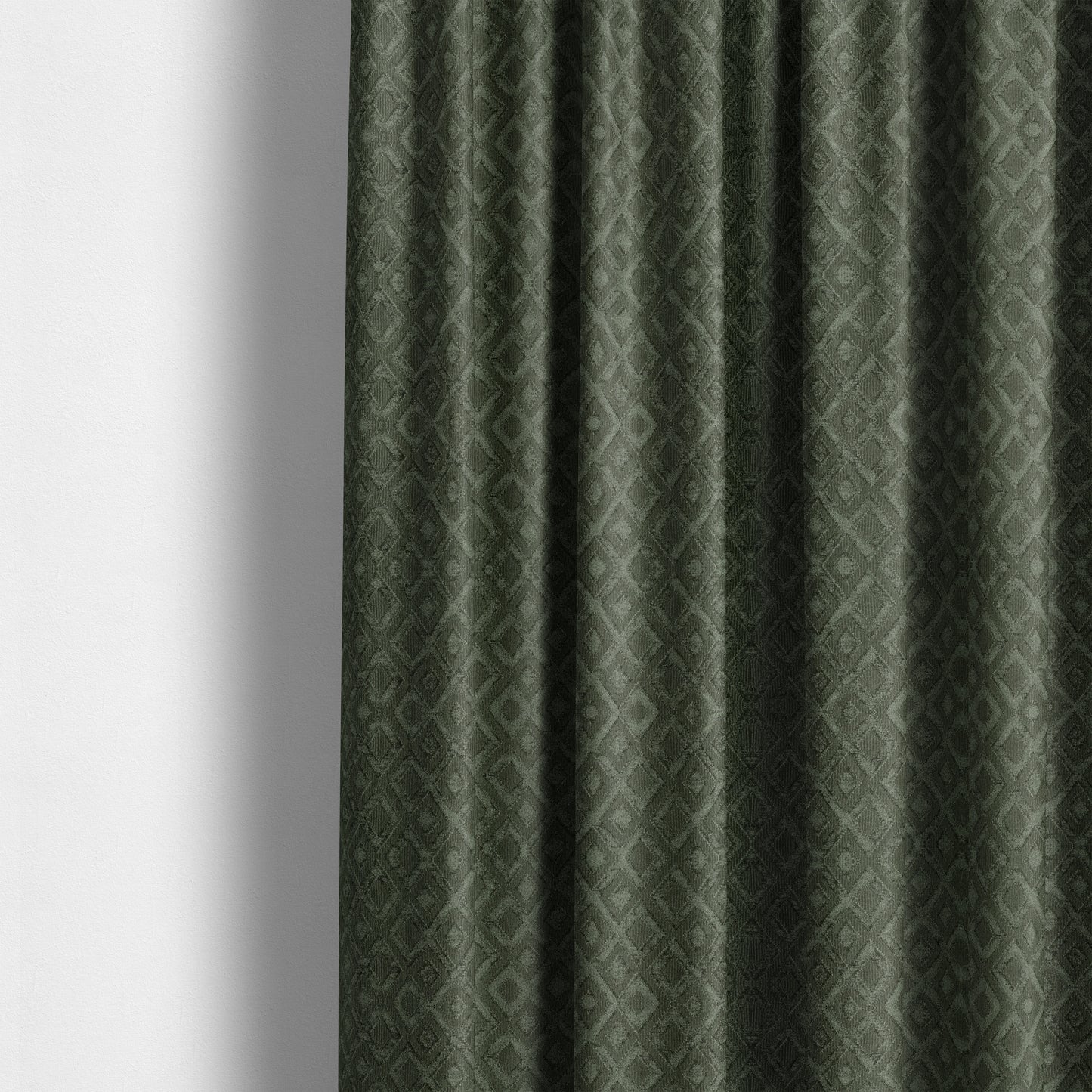 Camden Velvet Geometric Inspired Green Upholstery Fabric CTR-2322 - Made To Measure Curtains