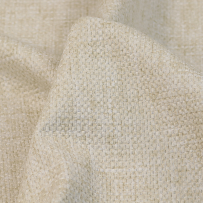 Parson Soft Velour Printed Weave Effect Upholstery Fabric Cream Colour CTR-2325