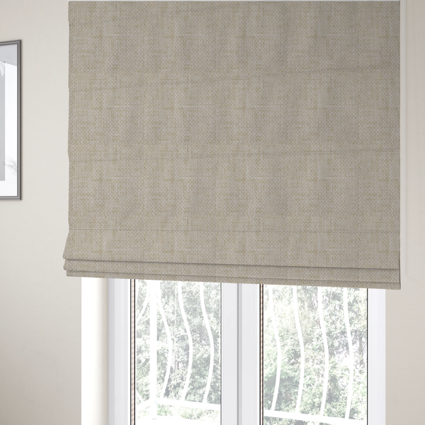 Parson Soft Velour Printed Weave Effect Upholstery Fabric Cream Colour CTR-2325 - Roman Blinds