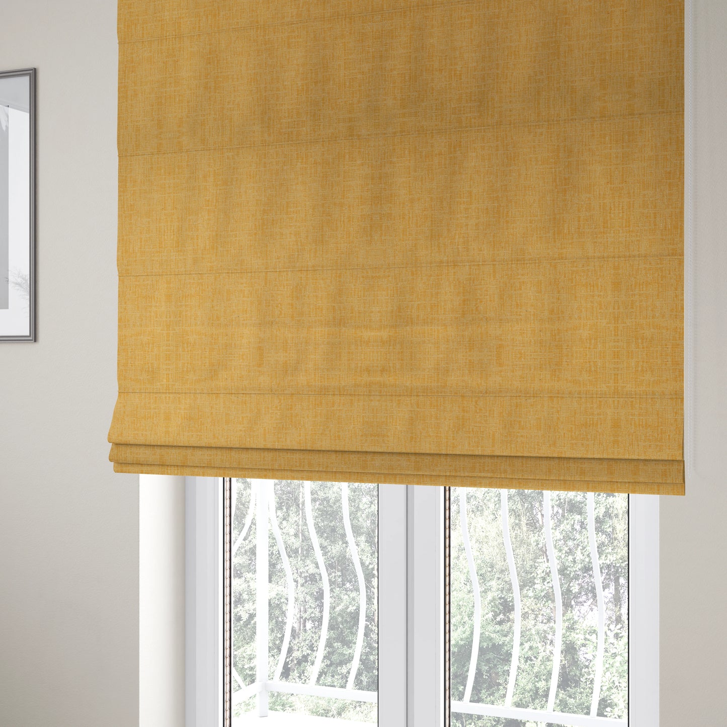 Vienna Semi Plain Chenille Yellow Upholstery Fabric CTR-2332 - Roman Blinds