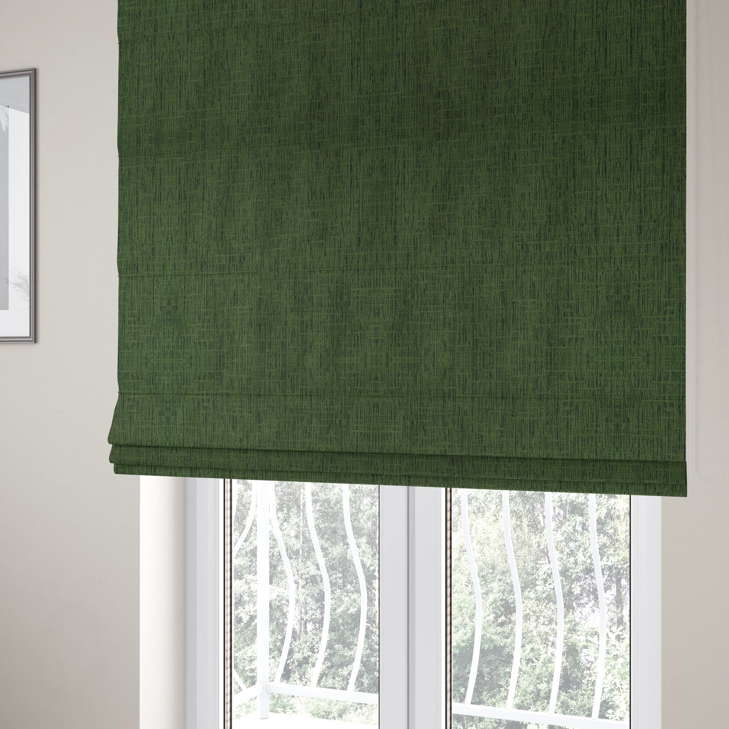 Vienna Semi Plain Chenille Green Upholstery Fabric CTR-2333 - Roman Blinds