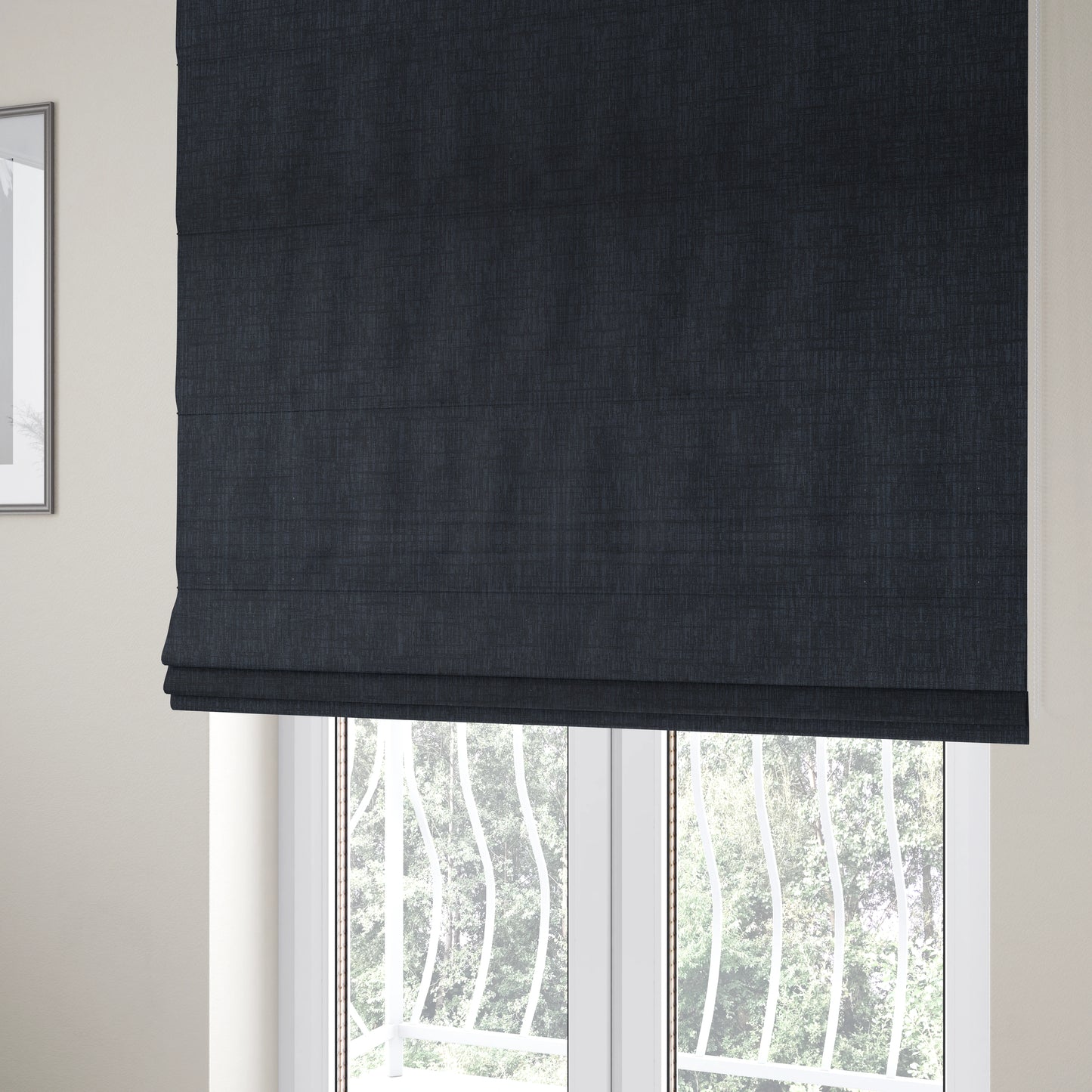 Vienna Semi Plain Chenille Navy Blue Upholstery Fabric CTR-2335 - Roman Blinds