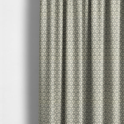 Zenith Collection In Smooth Chenille Finish Grey Black Colour 3D Cube Geometric Pattern Upholstery Fabric CTR-234 - Made To Measure Curtains