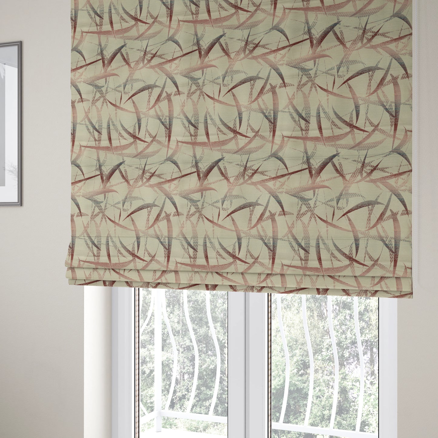 Budapest Abstract Pattern Red Colour Upholstery Fabric CTR-2343 - Roman Blinds