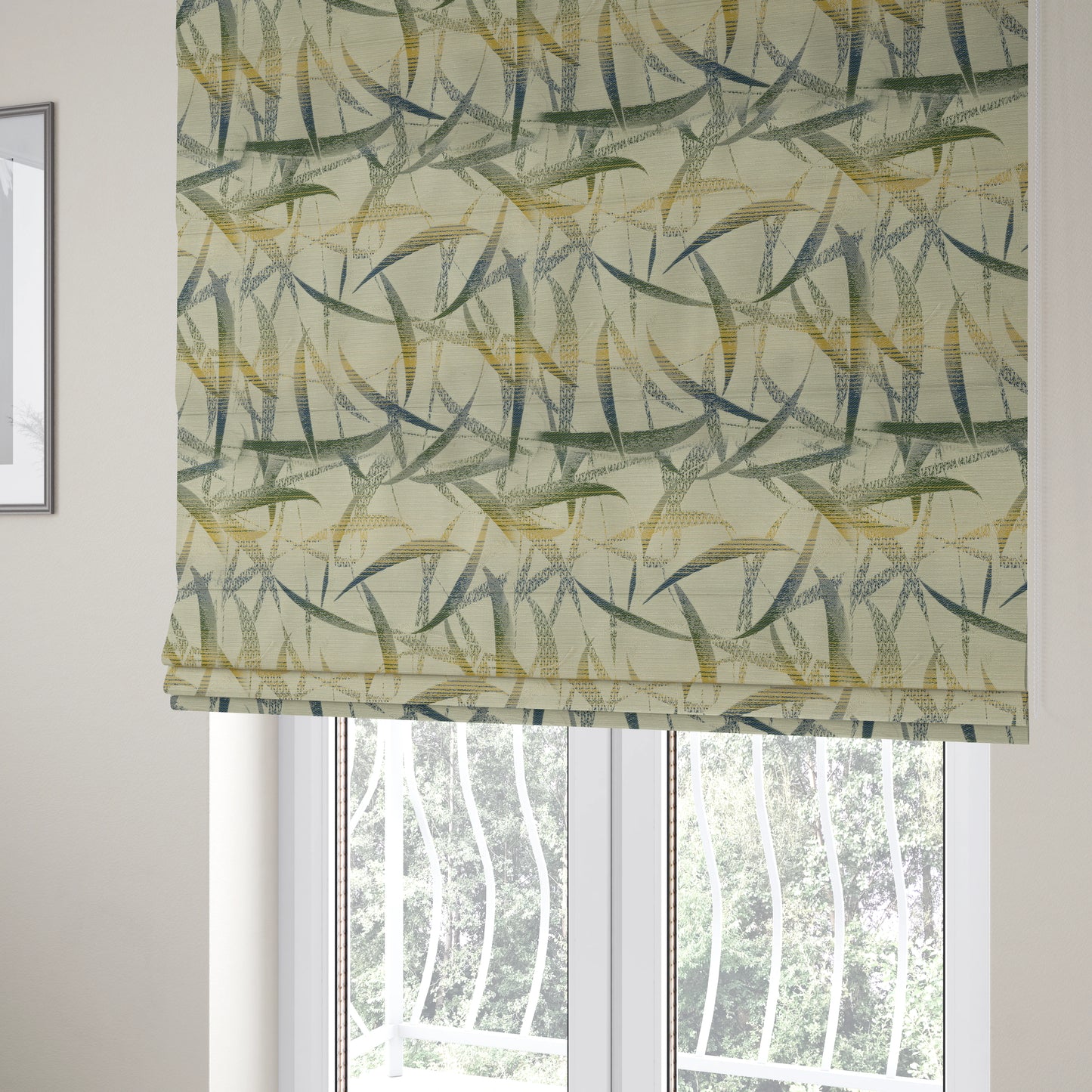 Budapest Abstract Pattern Green Colour Upholstery Fabric CTR-2345 - Roman Blinds