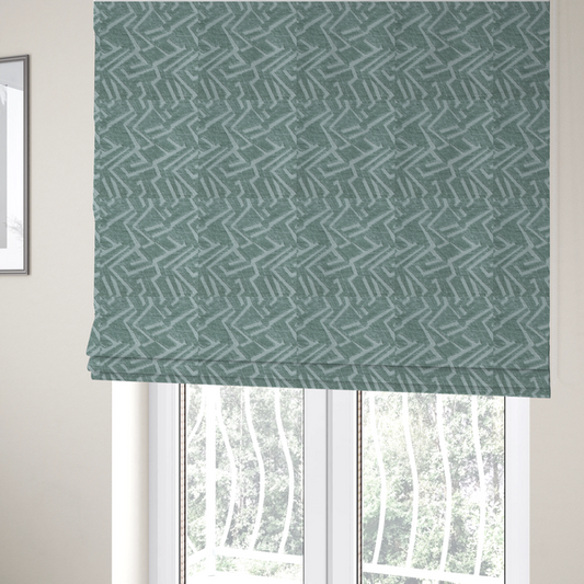 Darjeeling Textured Chenille Pattern In Green Upholstery Fabric CTR-2358 - Roman Blinds