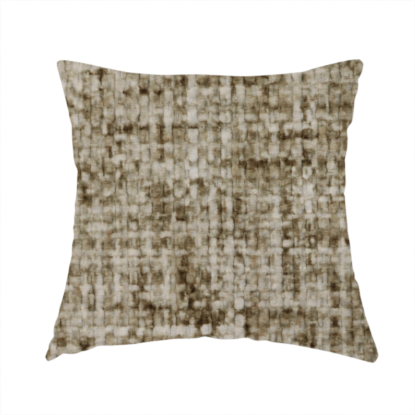Parson Soft Velour Printed Weave Effect Upholstery Fabric Brown Colour CTR-2360 - Handmade Cushions