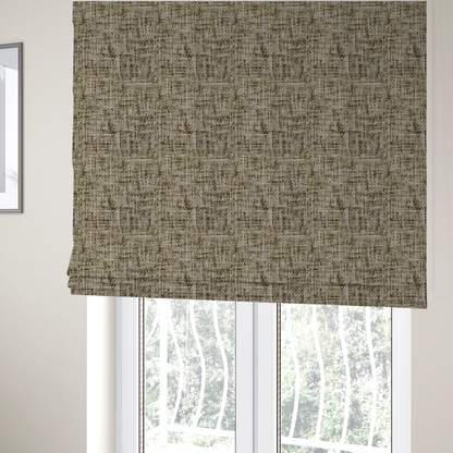 Parson Soft Velour Printed Weave Effect Upholstery Fabric Brown Colour CTR-2360 - Roman Blinds