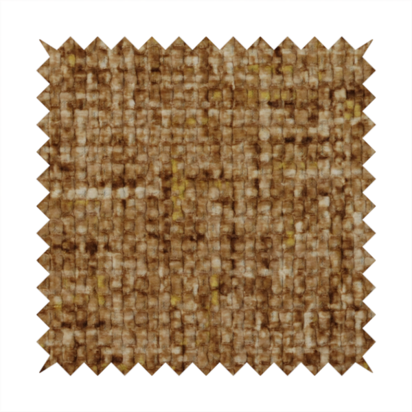 Parson Soft Velour Printed Weave Effect Upholstery Fabric Yellow Colour CTR-2361