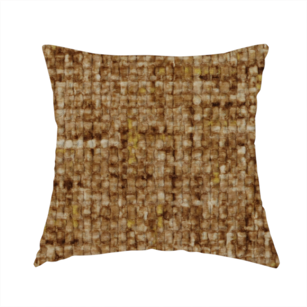 Parson Soft Velour Printed Weave Effect Upholstery Fabric Yellow Colour CTR-2361 - Handmade Cushions