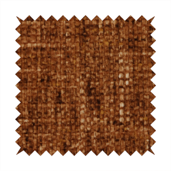 Parson Soft Velour Printed Weave Effect Upholstery Fabric Orange Colour CTR-2362
