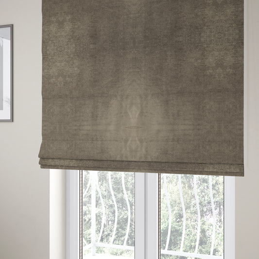 Liberty Textured Plain Shimmer Velvet Brown Upholstery Fabric CTR-2368 - Roman Blinds